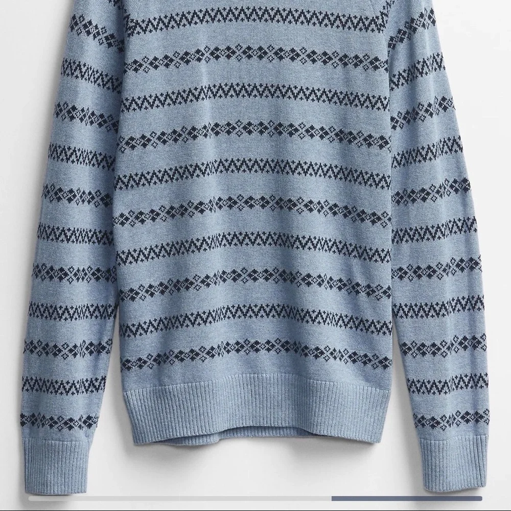 Gap‎ Mens Stripe Crewneck Sweater Pullover 100% Cotton L XL Blue Heather NWT